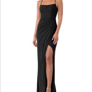 Azazie Kalea Black Floor Length Dress